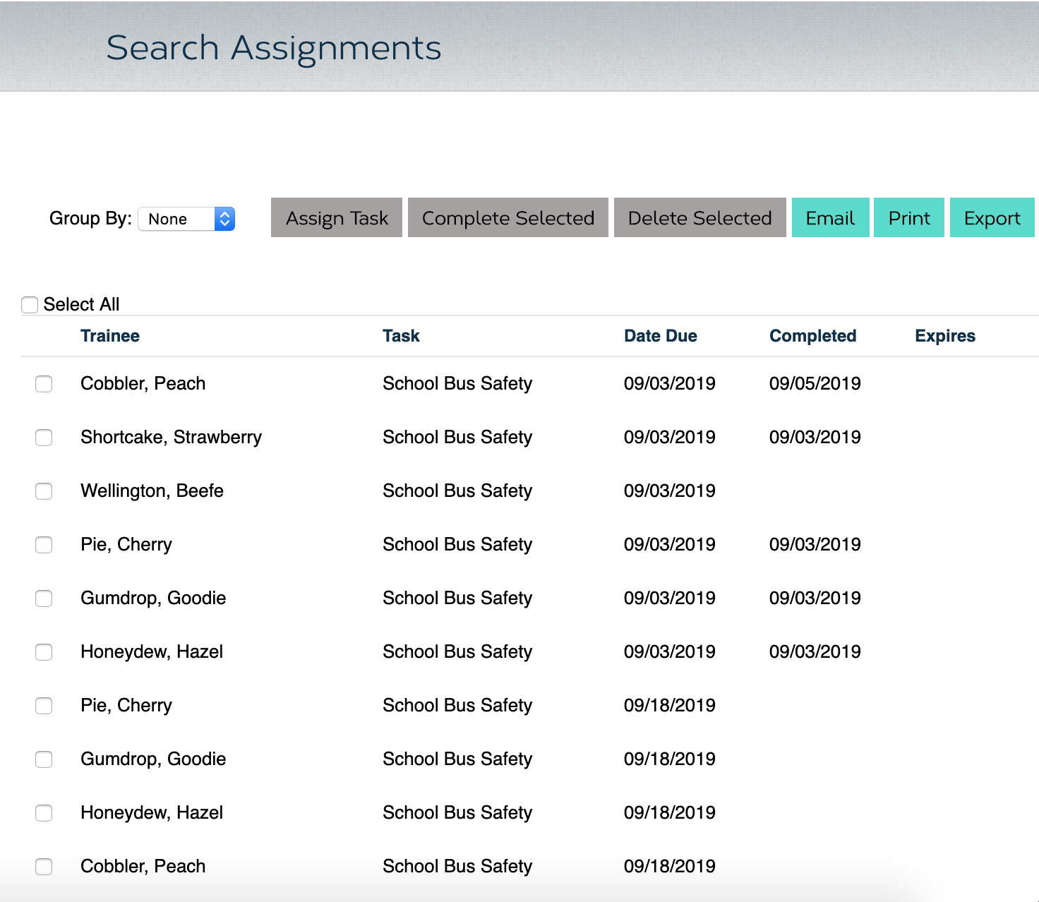 search assignments