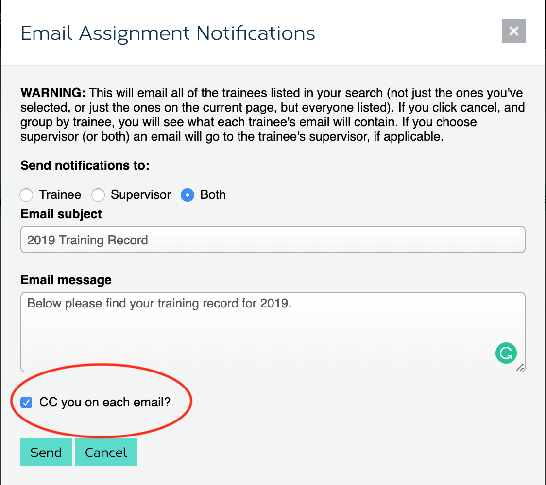show cc checkbox on email form